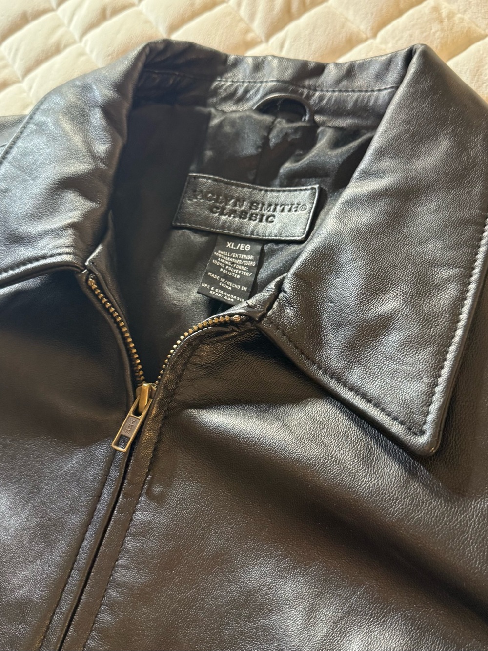 Jaclyn Smith Classic Black Genuine Leather Jacket Womens Size XL Full Zip